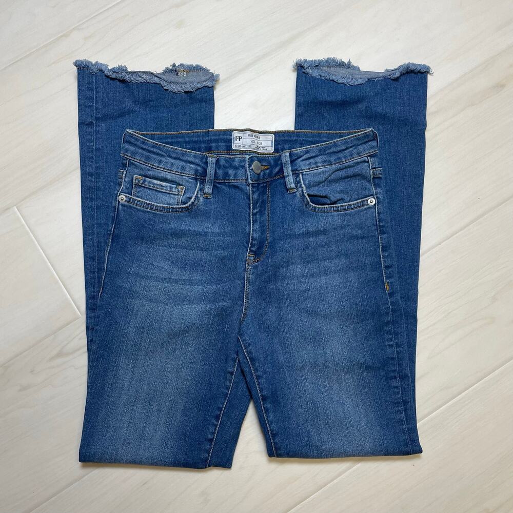 Free People High Rise Raw Hem Crop Flare